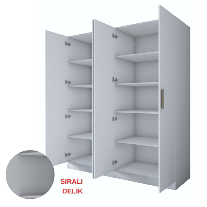 Hanah Home Armario Blanco con Estanterías Hanah Home Armario Blanco con Estanterías